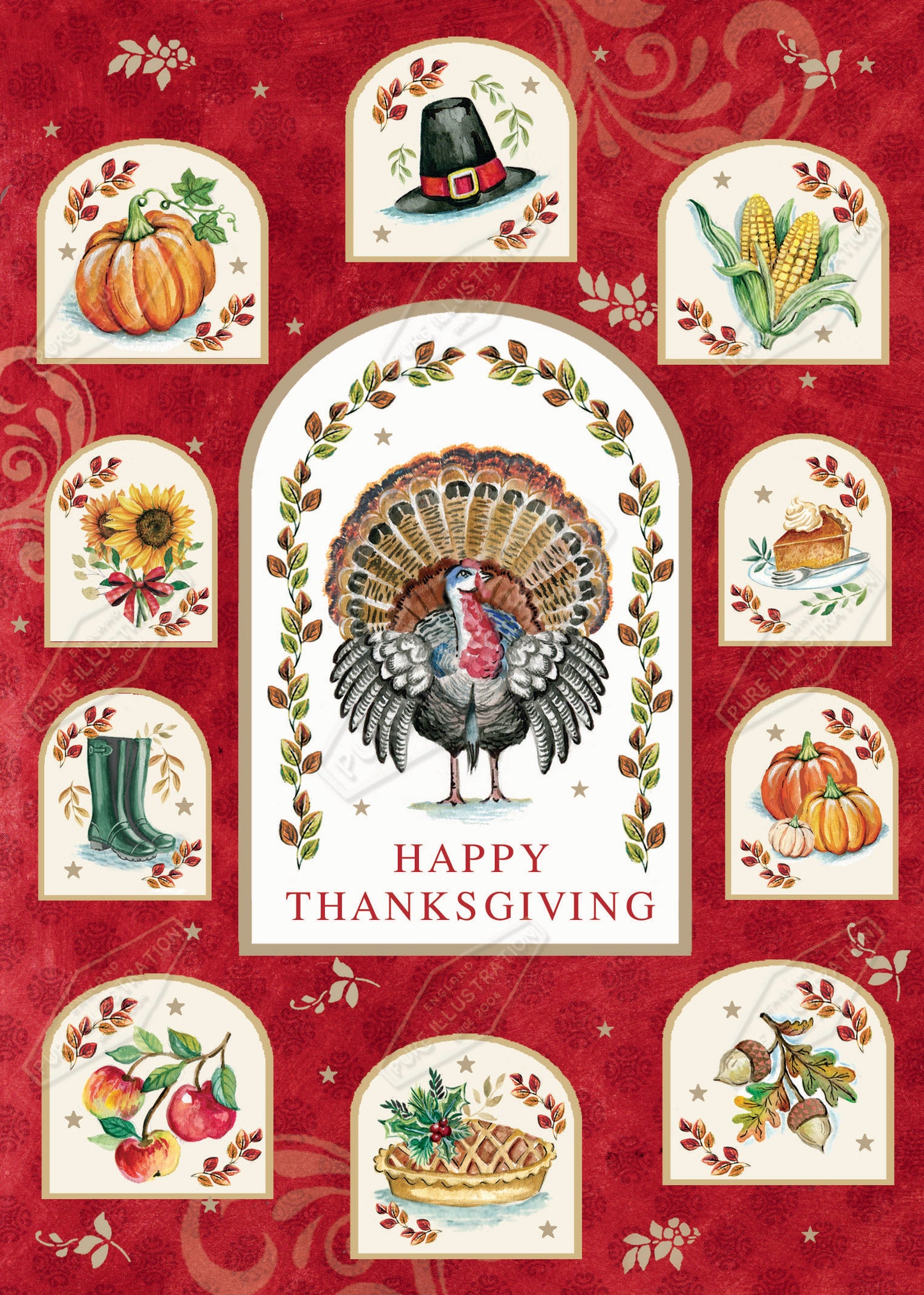 00035906DEV - Deva Evans is represented by Pure Art Licensing Agency - Thanksgiving Greeting Card Design