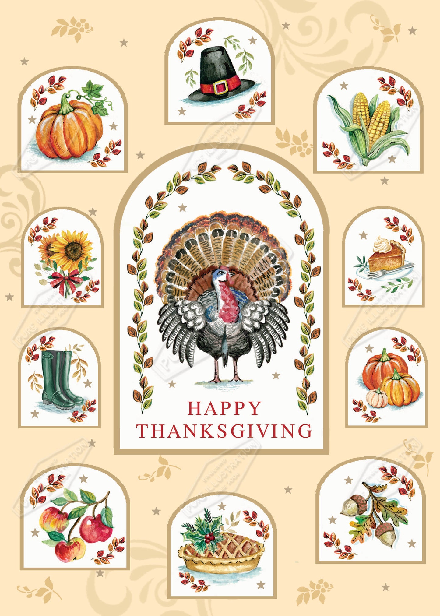 00035906DEVa - Deva Evans is represented by Pure Art Licensing Agency - Thanksgiving Greeting Card Design