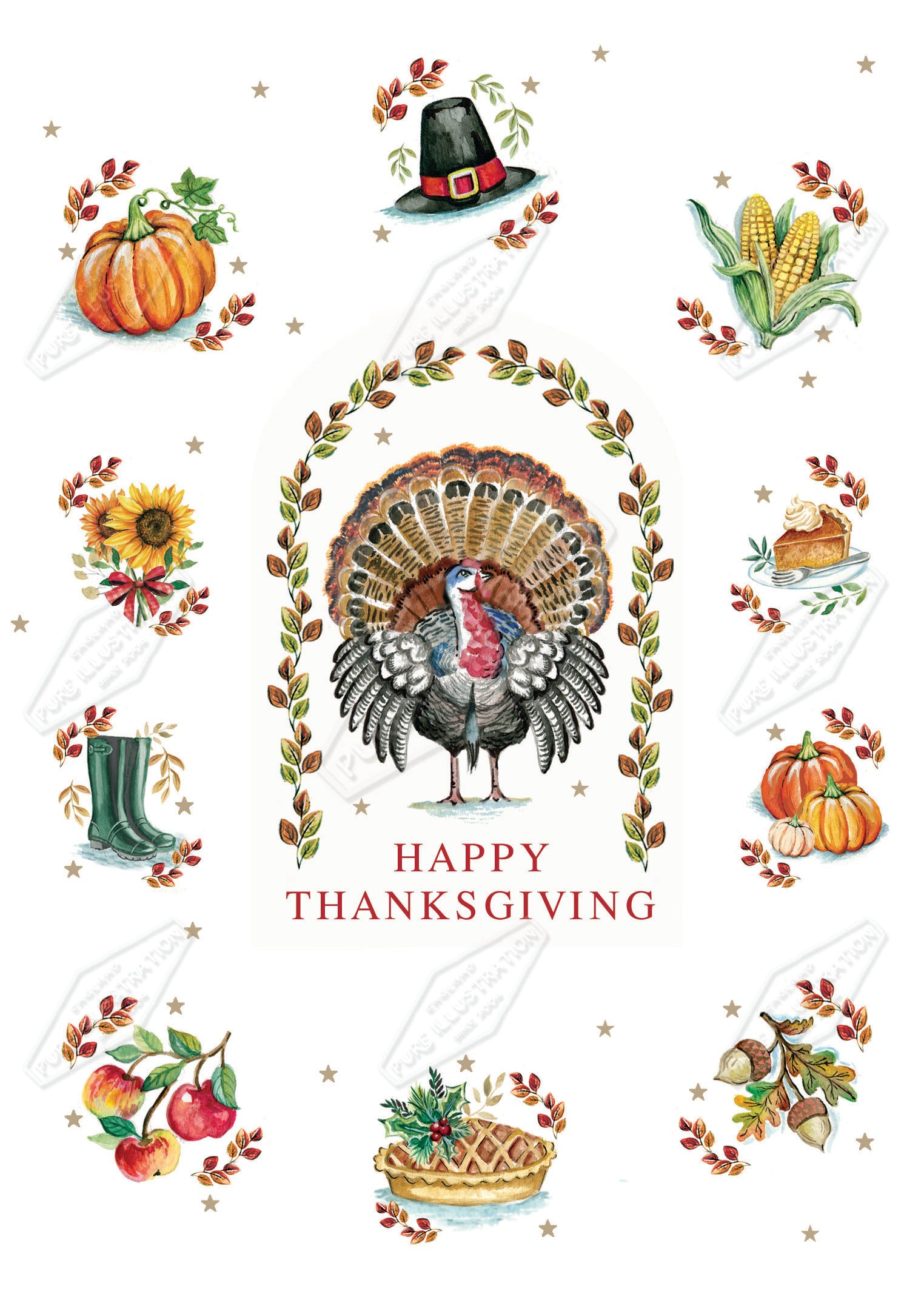 00035906DEVb - Deva Evans is represented by Pure Art Licensing Agency - Thanksgiving Greeting Card Design