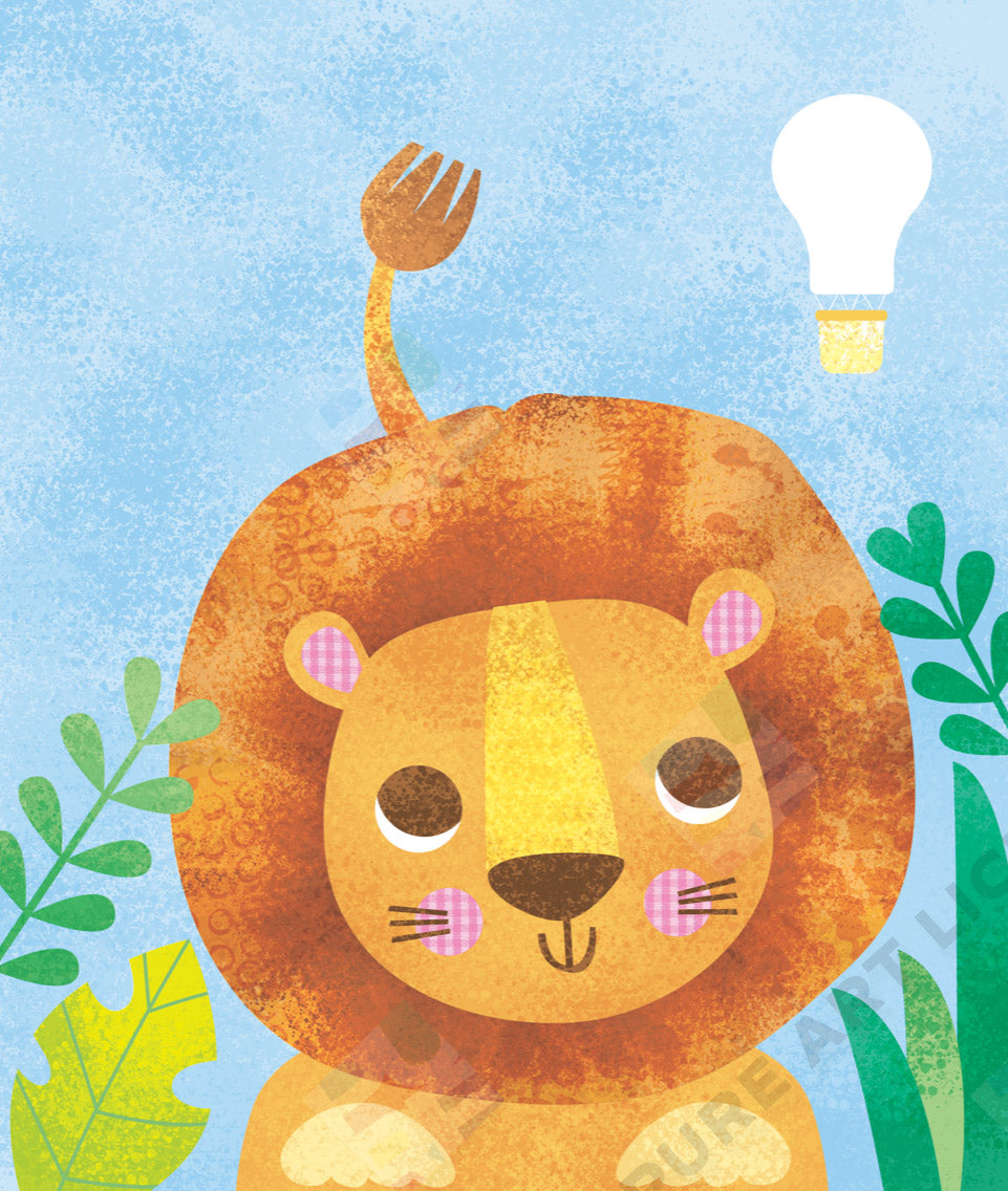 Baby Lion design for greeting cards and baby shower gifts by Fhiona Galloway for Pure Art Licensing International Agency