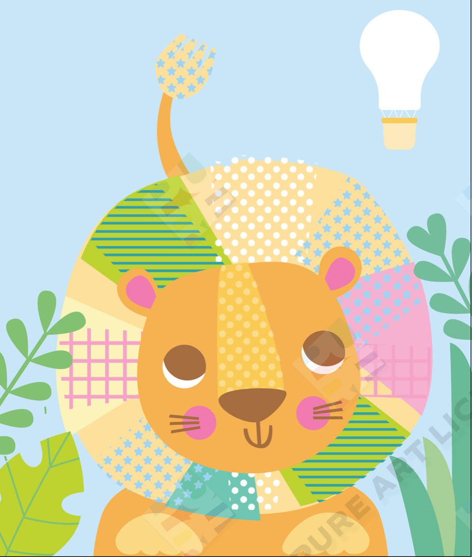 Baby Lion design for greeting cards and baby shower gifts by Fhiona Galloway for Pure Art Licensing International Agency