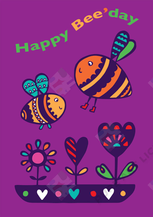 Happy Bee'day Birthday Card Design - Lucy Appleton is represented by Pure Art Licensing Agency - Greeting Card, Gift & Product Packaging Designs