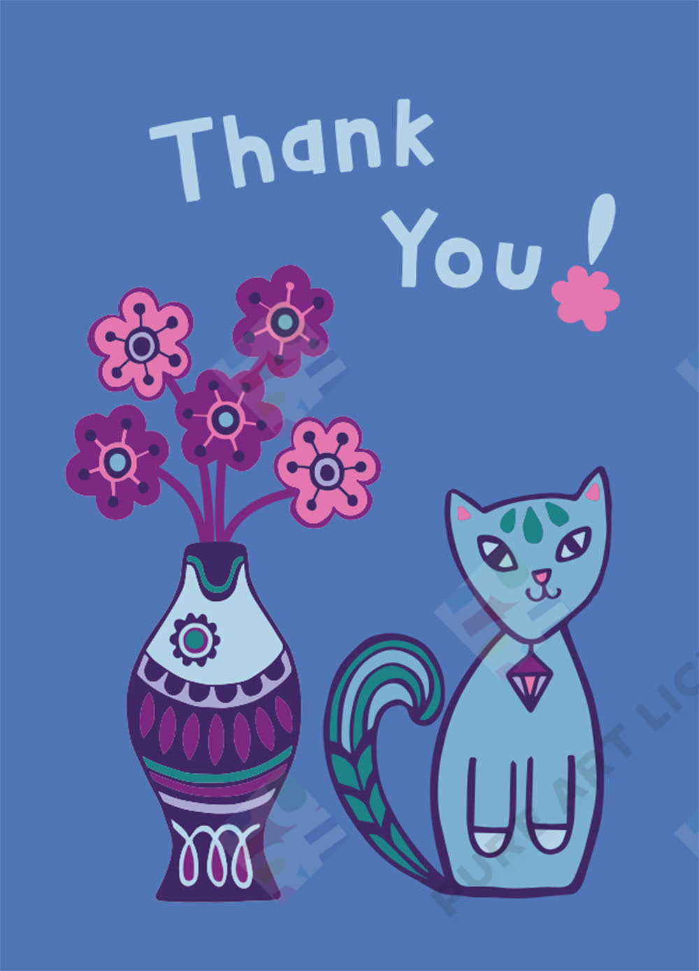 Cat Thank You Design - Lucy Appleton is represented by Pure Art Licensing Agency - Greeting Card, Gift & Product Packaging Designs