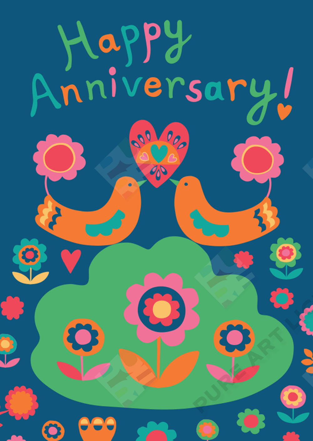 Bird Anniversary / Birthday Design - Lucy Appleton is represented by Pure Art Licensing Agency - Greeting Card, Gift & Product Packaging Designs