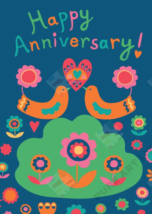 Bird Anniversary / Birthday Design - Lucy Appleton is represented by Pure Art Licensing Agency - Greeting Card, Gift & Product Packaging Designs