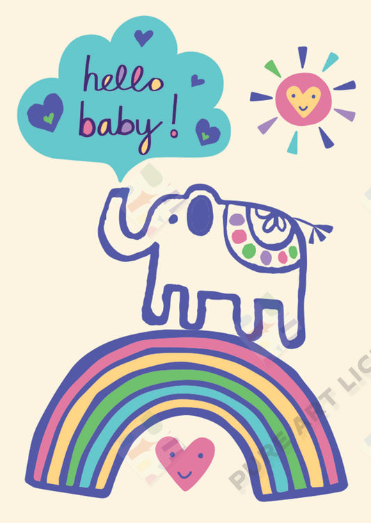 Elephant & Child New Baby Design & Pattern - Lucy Appleton is represented by Pure Art Licensing Agency - Greeting Card, Gift & Product Packaging Designs