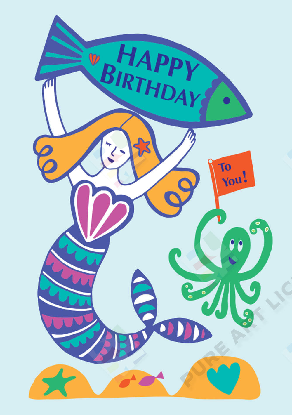 Mermaid Happy Birthday - Lucy Appleton is represented by Pure Art Licensing Agency - Greeting Card, Gift & Product Packaging Designs