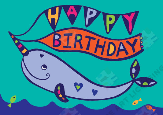 Whale Happy Birthday - Lucy Appleton is represented by Pure Art Licensing Agency - Greeting Card, Gift & Product Packaging Designs