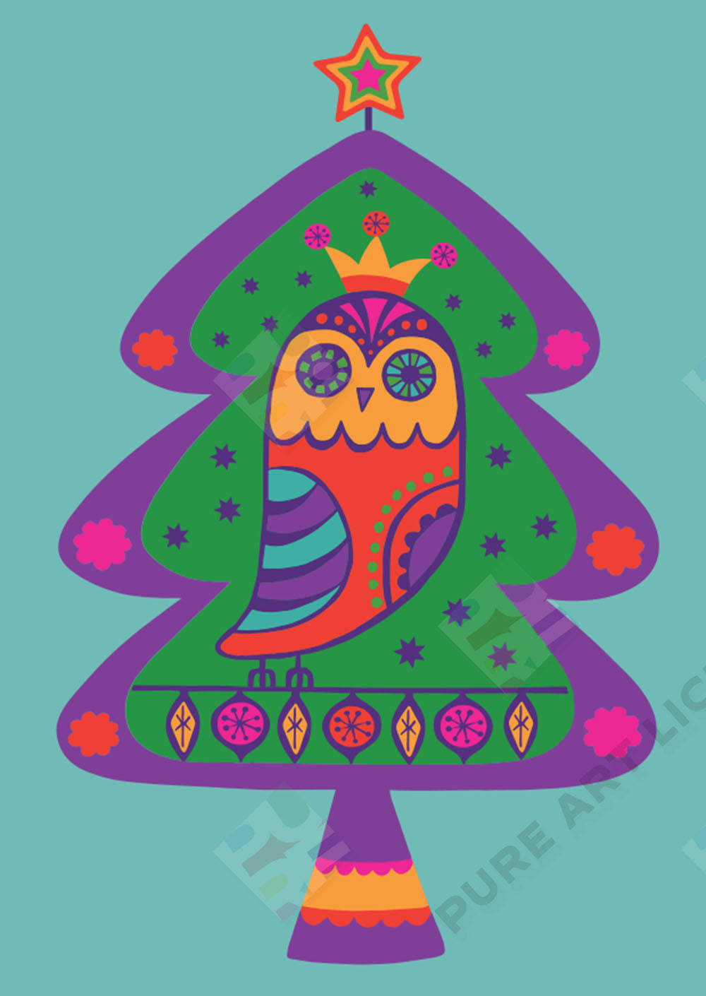 Owl Christmas Design - Lucy Appleton is represented by Pure Art Licensing Agency - Greeting Card, Gift & Product Packaging Designs