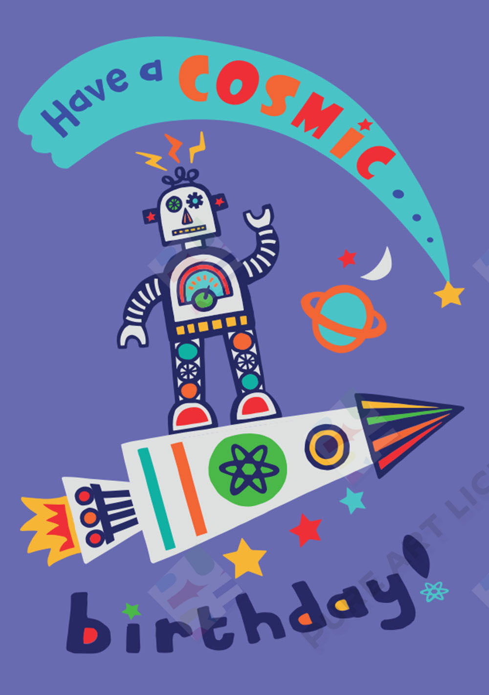 Spaceship Boy's Birthday Design for Greeting Cards by Lucy Appleton for Pure Illustration Agency