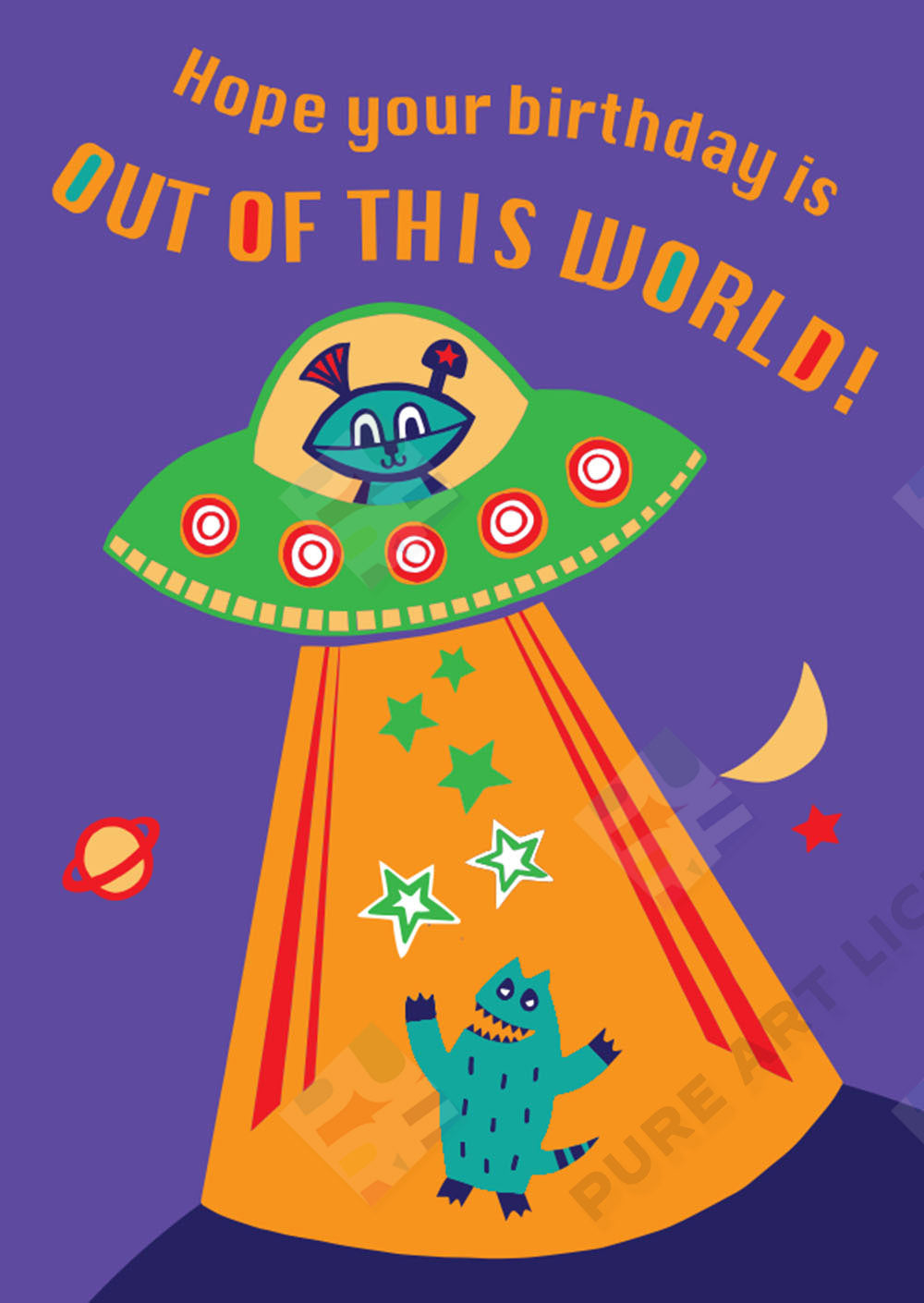 Alien Spaceship Boy's Birthday Design by Lucy Appleton for Pure Art Licensing and Surface Design Studio