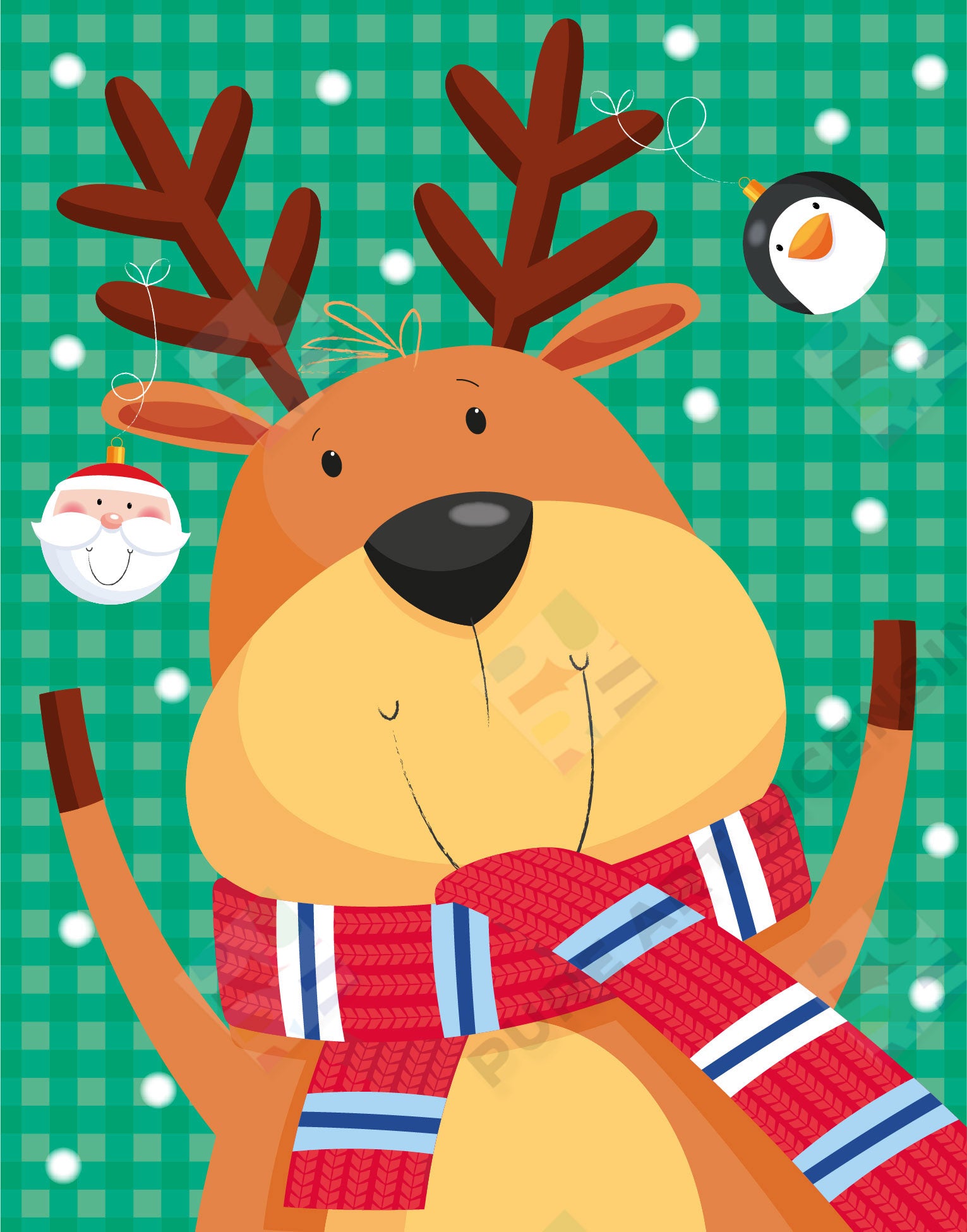 Reindeer Artwork for Greeting Cards & Gift Bags - Sarah Pitt is represented by Pure Art Licensing Agency - Christmas Artwork for publishers and manufacturers worldwide - Pure Art Licensing supply artwork on flat fee / royalty / outright terms - Find Christmas Art here