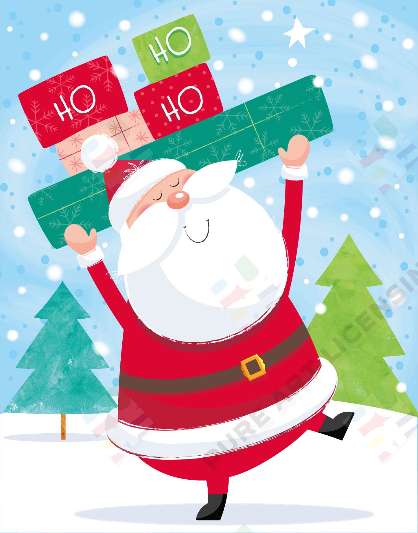 Santa Design for Greeting Cards & Gift Bags - Sarah Pitt is represented by Pure Art Licensing Agency - Christmas Artwork for publishers and manufacturers worldwide - Pure Art Licensing supply artwork on flat fee / royalty / outright terms - Find Christmas Art here