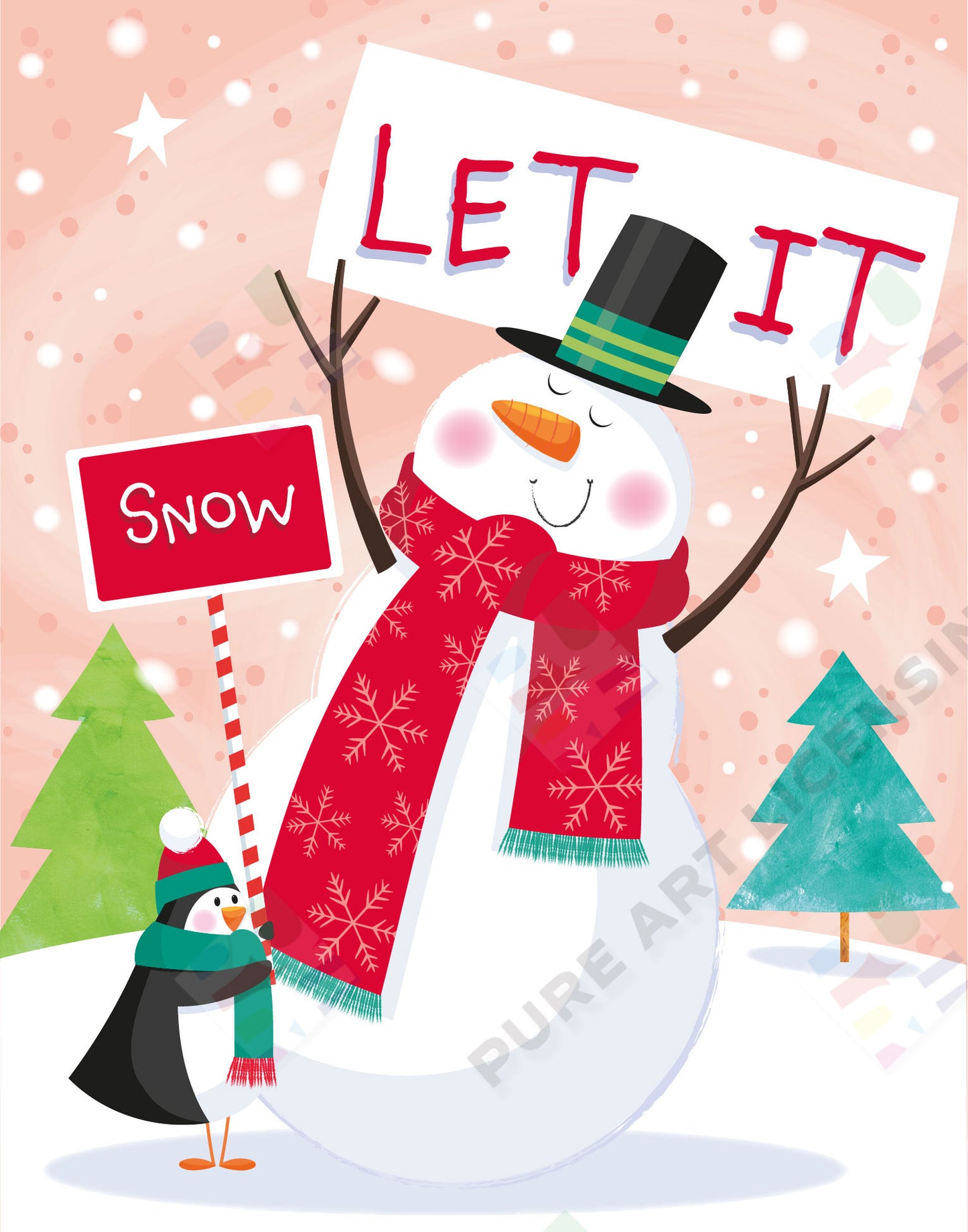 Snowman Design for Greeting Cards & Gift Bags - Sarah Pitt is represented by Pure Art Licensing Agency - Christmas Artwork for publishers and manufacturers worldwide - Pure Art Licensing supply artwork on flat fee / royalty / outright terms - Find Christmas Art here