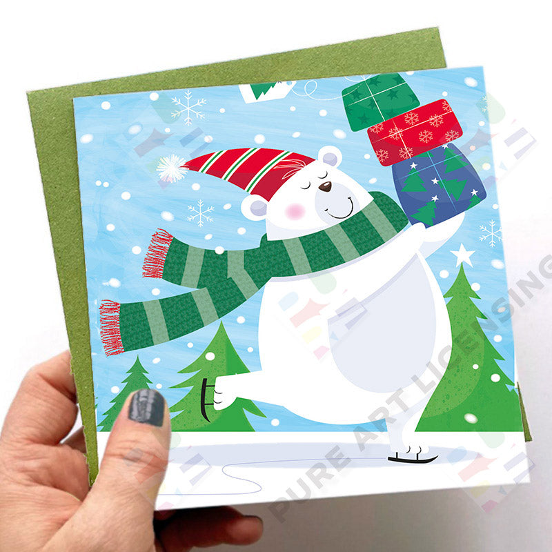 Polar Bear Design for Greeting Cards & Gift Bags - Sarah Pitt is represented by Pure Art Licensing Agency - Christmas Artwork for publishers and manufacturers worldwide - Pure Art Licensing supply artwork on flat fee / royalty / outright terms - Find Christmas Artwork at Pure