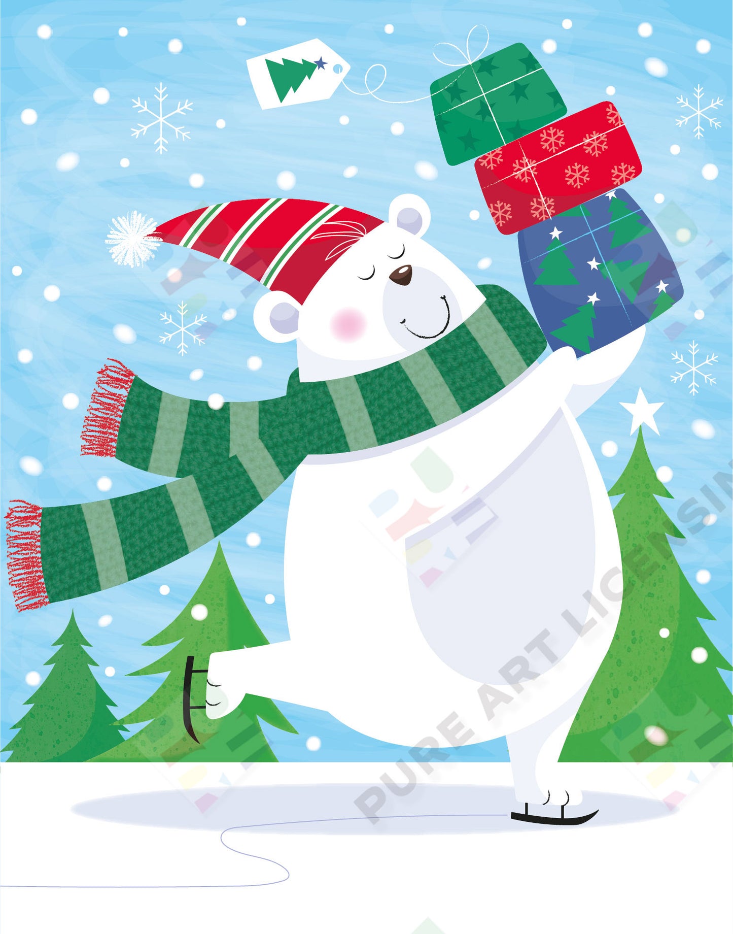 Polar Bear Design for Greeting Cards & Gift Bags - Sarah Pitt is represented by Pure Art Licensing Agency - Christmas Artwork for publishers and manufacturers worldwide - Pure Art Licensing supply artwork on flat fee / royalty / outright terms - Find Christmas Art here