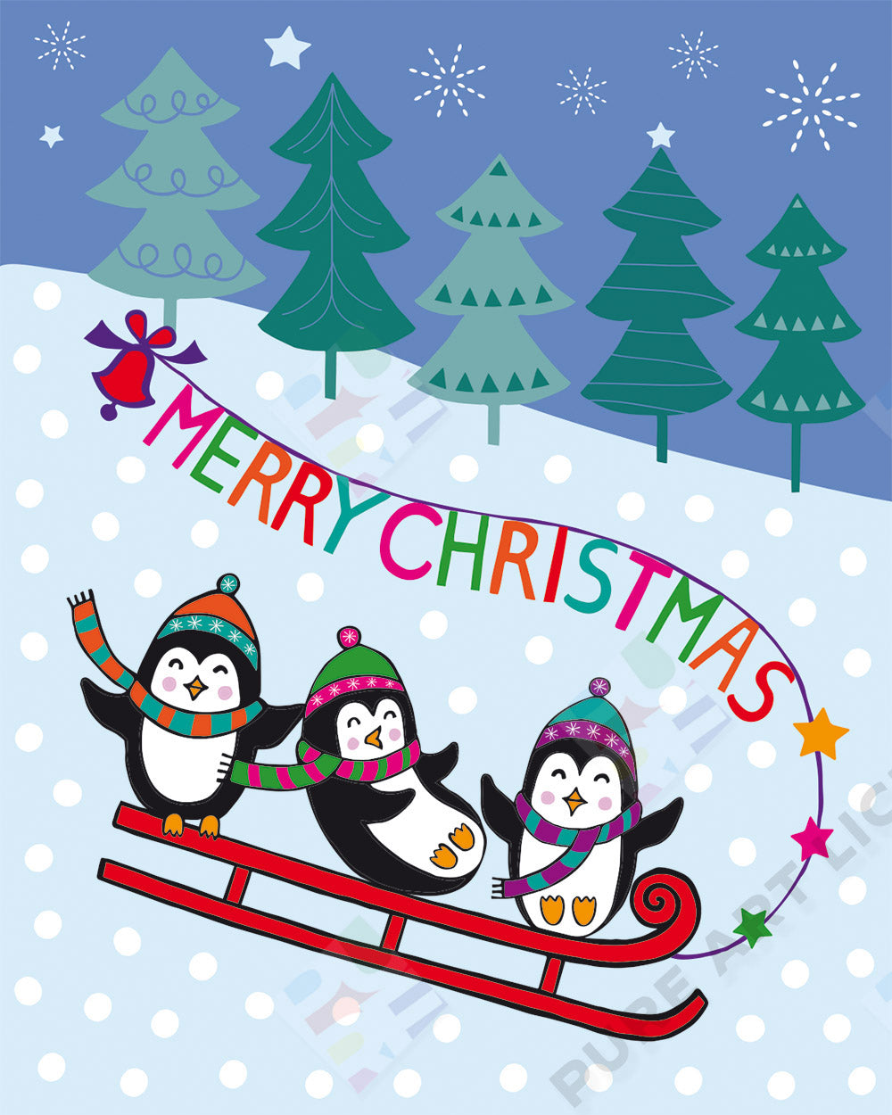 Playful Penguins Design for Christmas - Lucy Appleton is represented by Pure Art Licensing Agency - Greeting Card, Gift & Product Packaging Designs