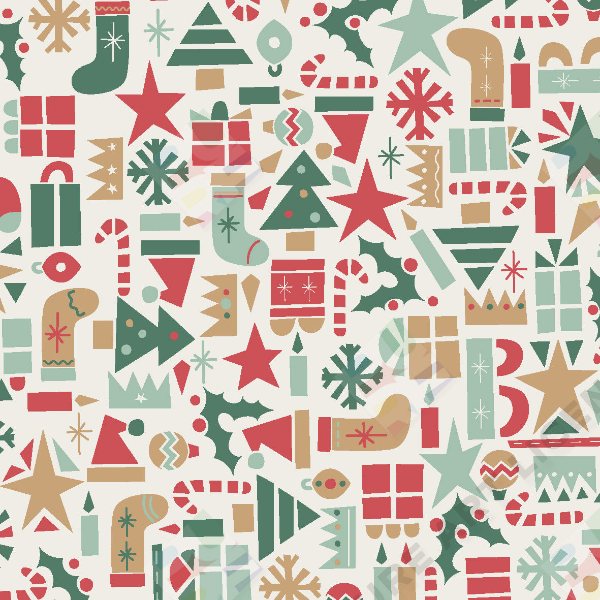 Christmas Icons Wrap Pattern - Claire Wise is represented by Pure Art Licensing Agency - Christmas Greeting Card