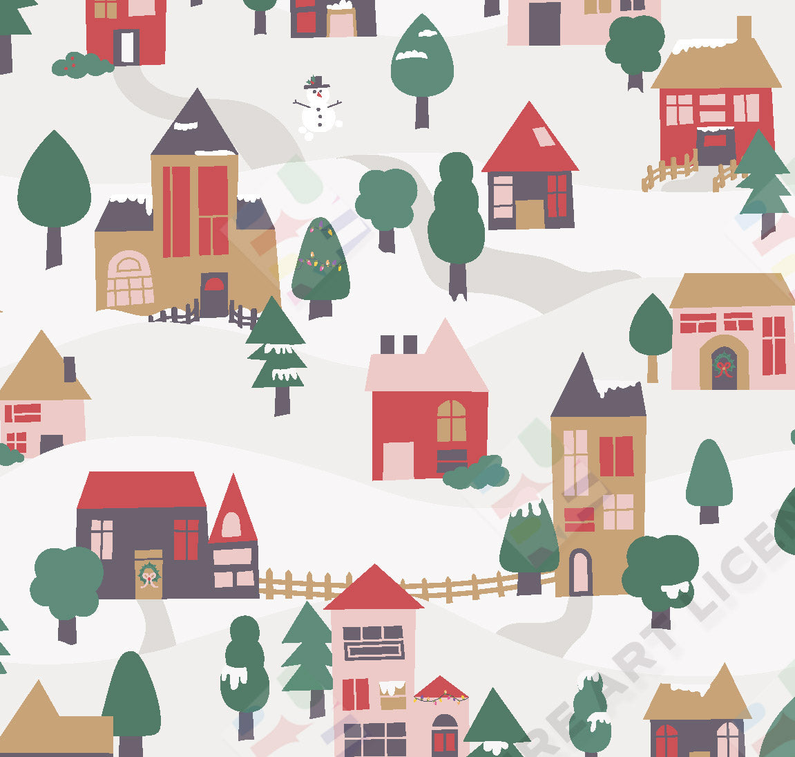 Christmas Houses Wrap Pattern - Claire Wise is represented by Pure Art Licensing Agency - Christmas Greeting Card