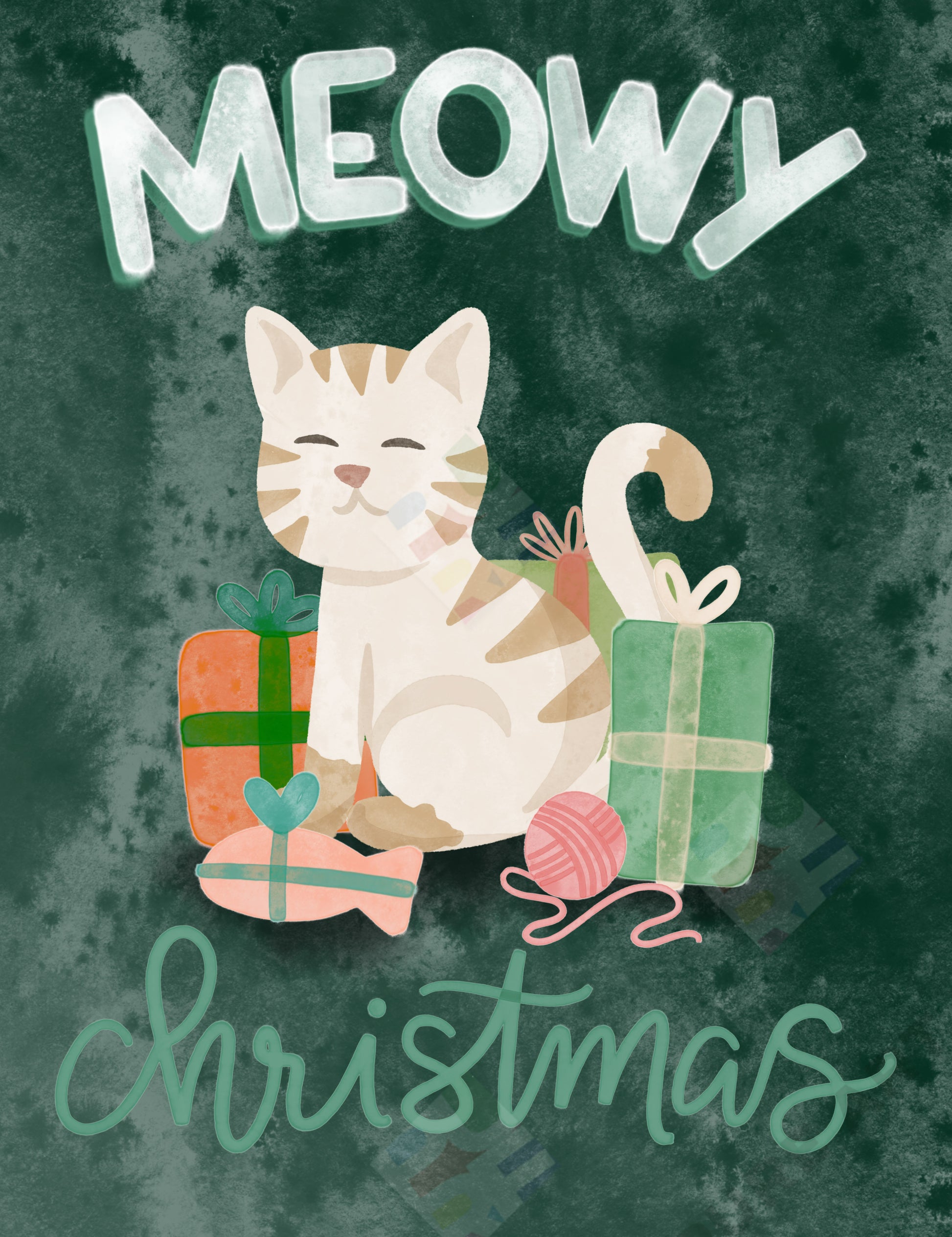 Christmassy Cat Design - Marie Lipocky is represented by Pure Art Licensing Agency - Christmas Greeting Card