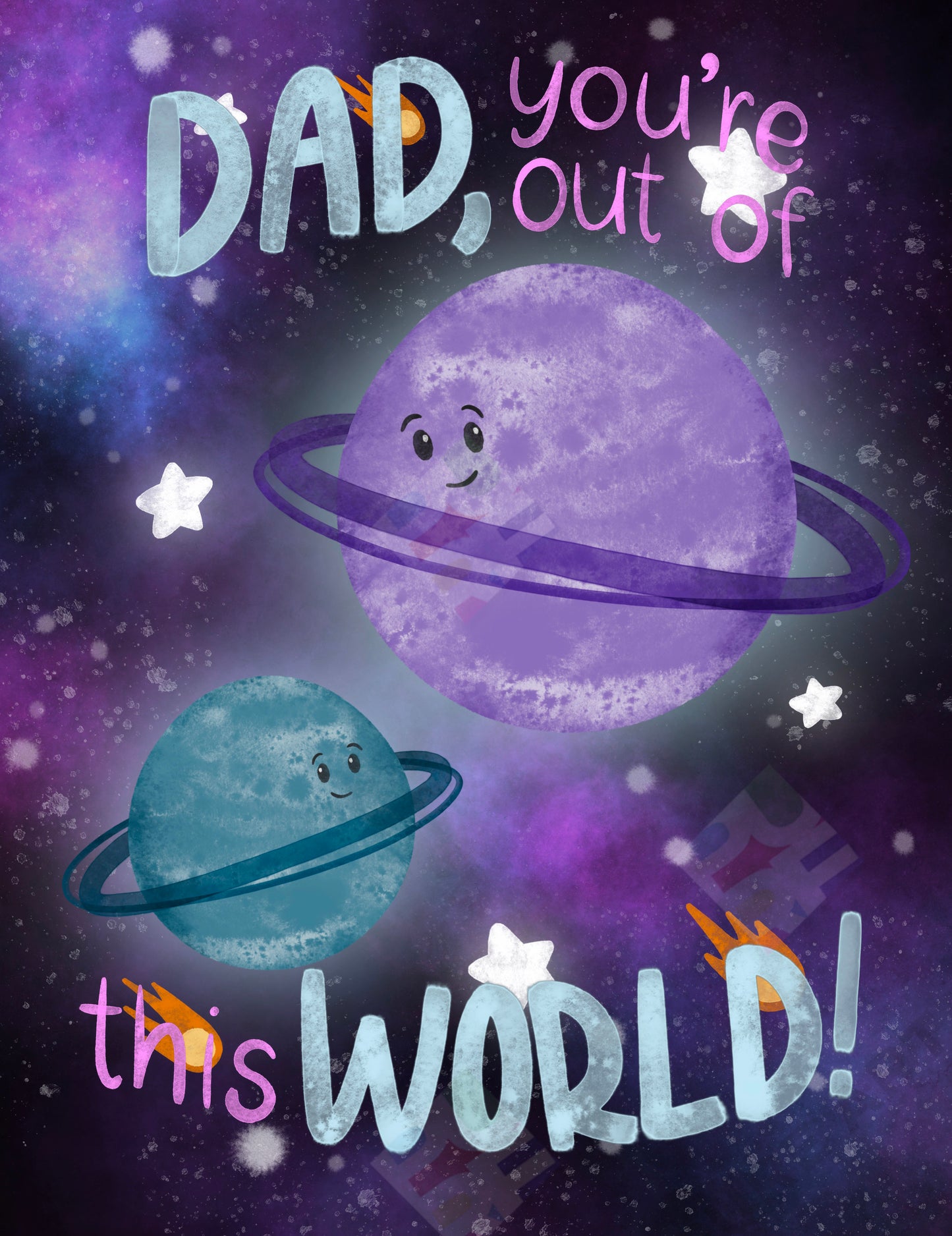 Out of this World - Father's Day / Dad Birthday Design - Marie Lipocky is represented by Pure Art Licensing Agency - Christmas Greeting Card