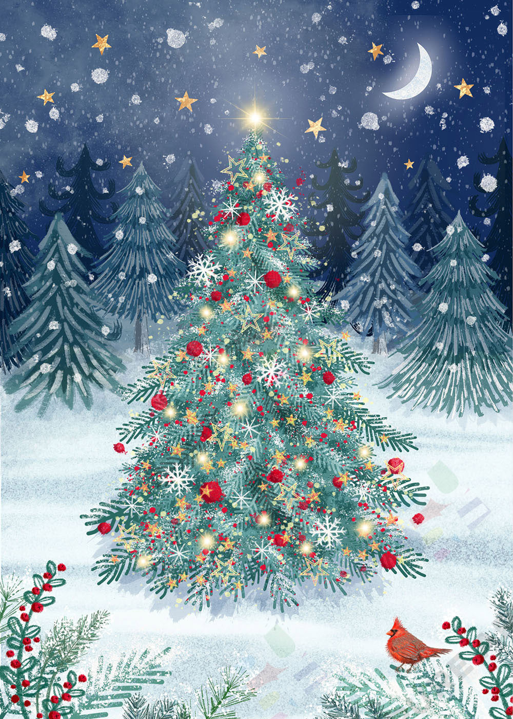 serene Christmas Tree Design by Victoria Marks for Pure Art Licensing Agency - Artist's Agents UK