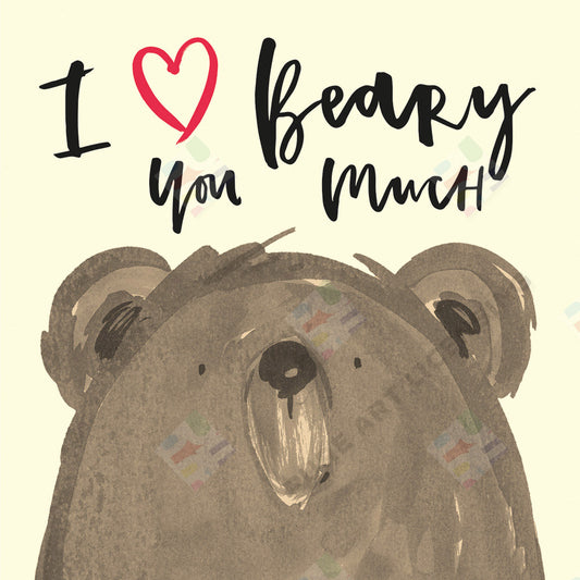 "BEARY MUCH" Bear Romantic Card Design by Alexandra Butcher for Pure Art Licensing Studio