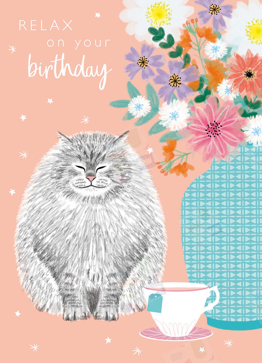 Birthday Cat Design for Greeting Cards - Caitlin Miller is represented by Pure Art Licensing Agency - Greeting Card Designs for Licensing