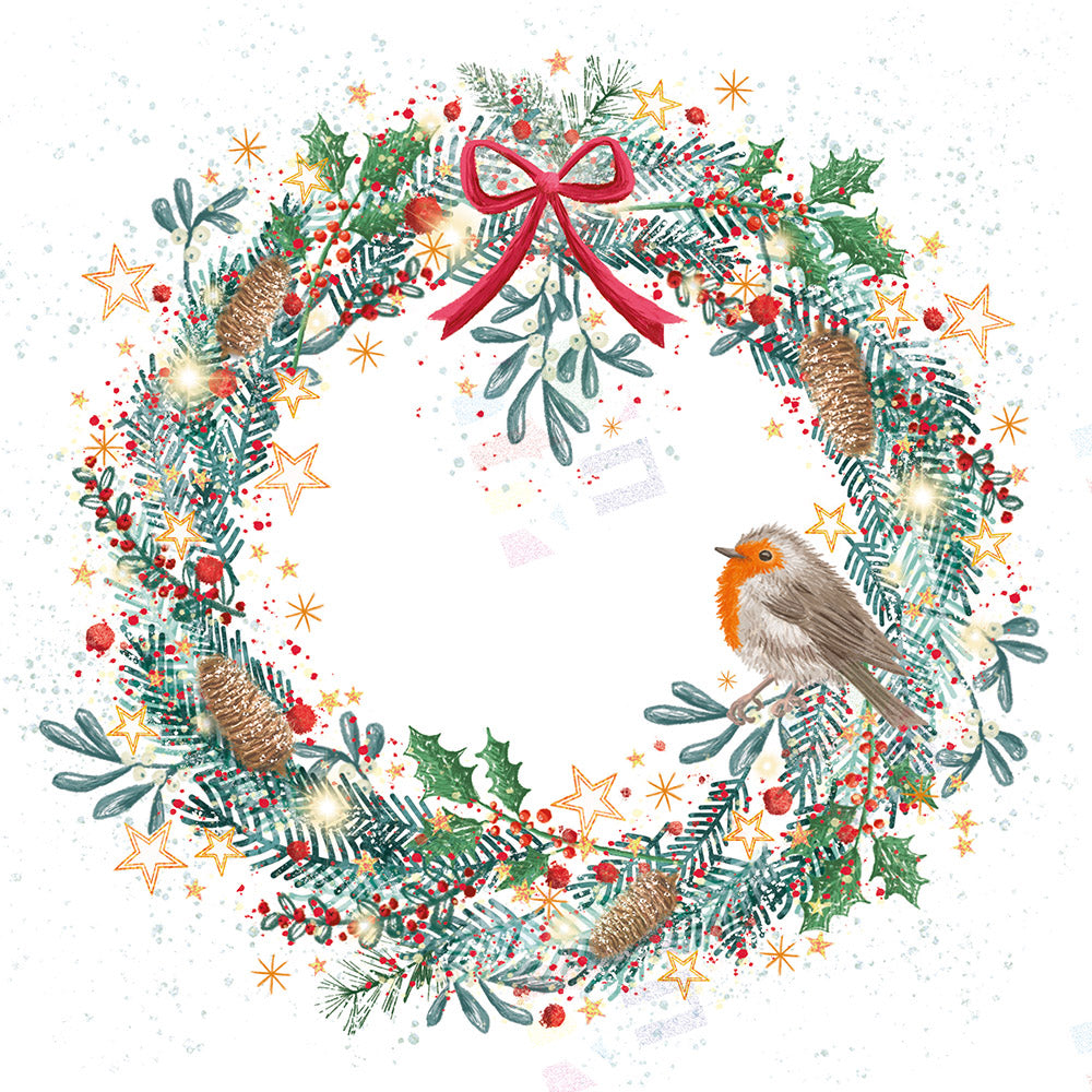 Christmas Wreath with Robins or Cardinals - Pure Art Licensing Agency - Art & Illustration agents UK