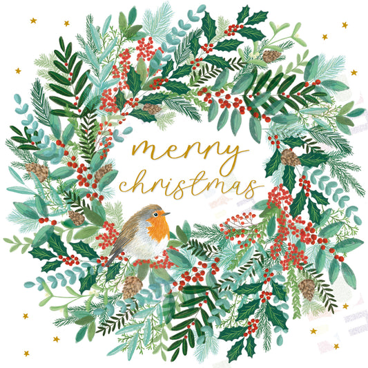 A Christmas Wreath Illustration for Greeting Cards & Gift Bags - Caitlin Miller is represented by Pure Art Licensing Agency - Christmas Greeting Card Designer