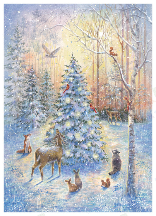 A Christmas Blessings Wild & Wintery Christmas Tree scene artwork - Ally Marie for Pure Art Licensing Agency - Christmas Greeting Card Designer