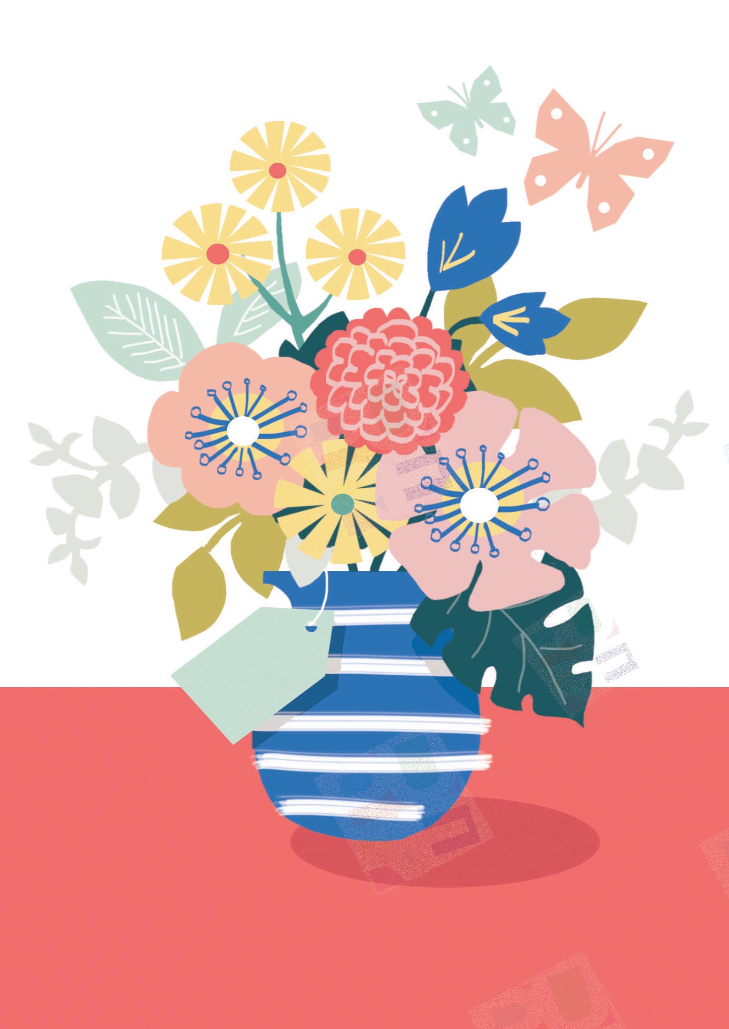 Vase & Flowers Thank you Artwork - Ally Marie is represented by Pure Art Licensing Agency - Greeting Card Designer