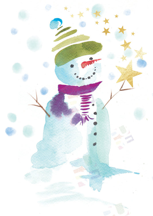 Watercolour Christmas Snowman Artwork - Ally Marie is represented by Pure Art Licensing Agency - Greeting Card Designer