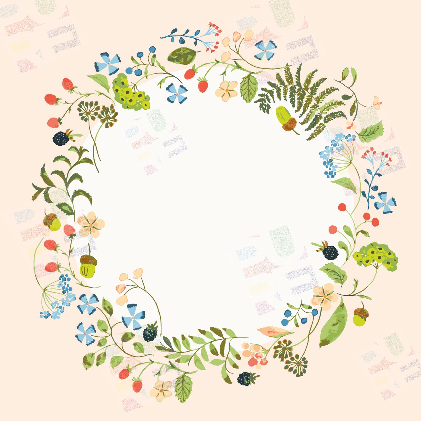 Ditsy Floral Wreath Artwork by Joanna Plucknett - Design & Illustration for Products & Surfaces - Joanna Plucknett is represented by Pure Art Licensing