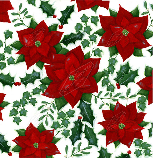 00027812AAI - Chrsitmas Ponsettia Pattern by Anna Aitken - Pure Art Licensing Agency & Surface Design Studio