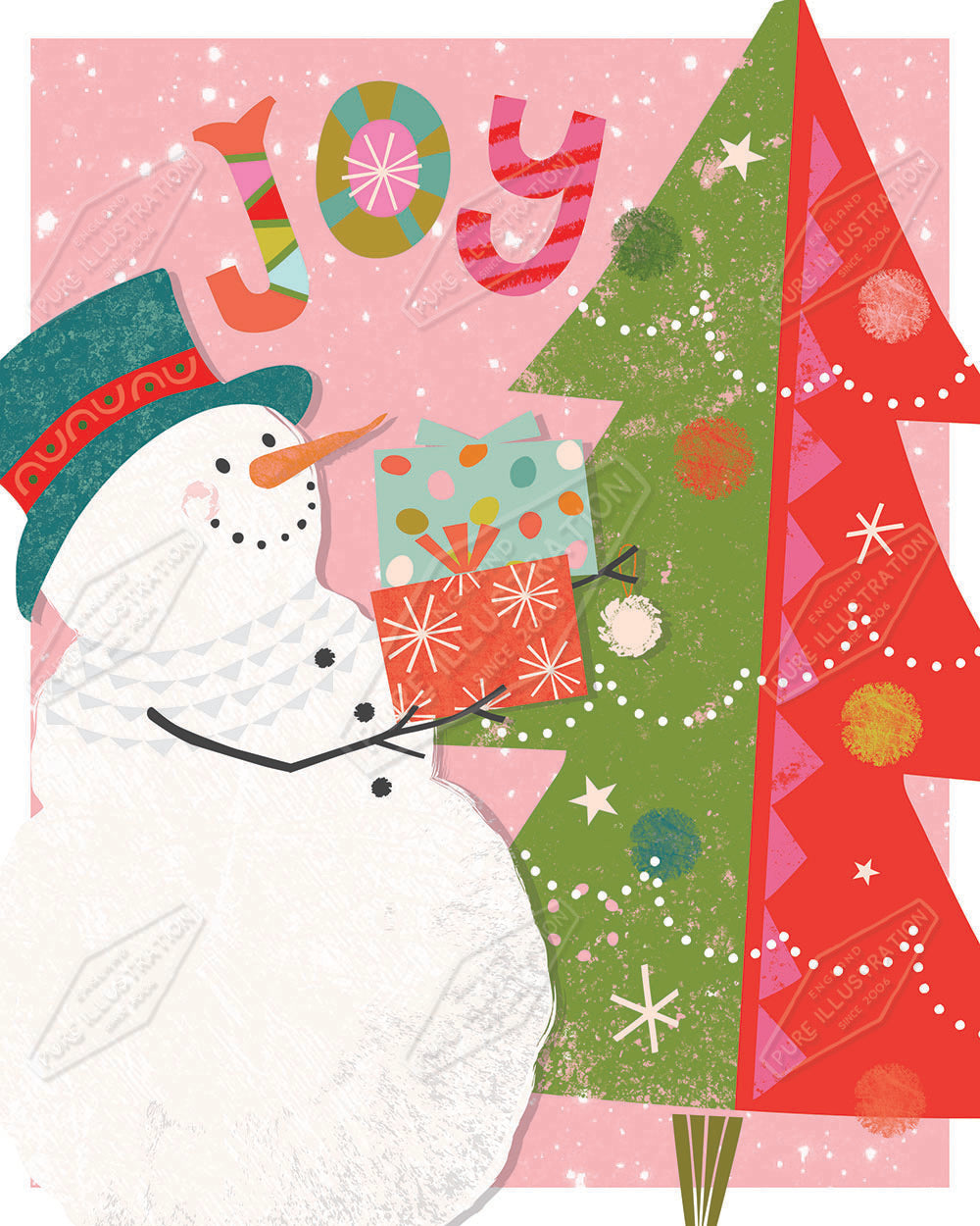 Snowman & Christmas Tree by Gill Eggleston for Pure Art Licensing Agency & Surface Design Studio