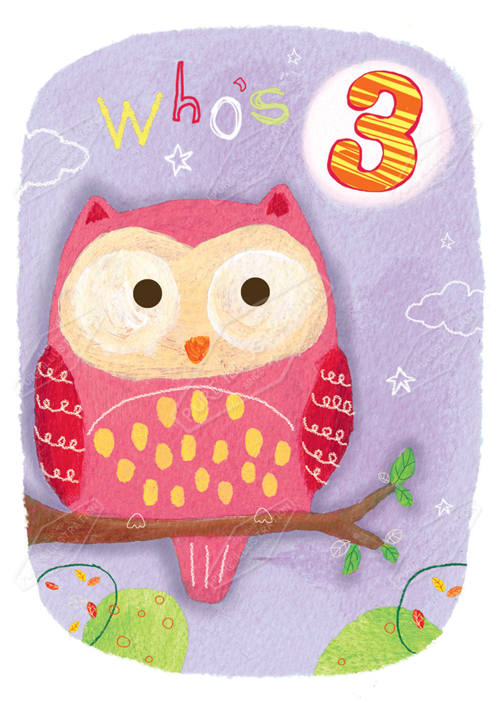 Birthday Owl Age Card Greeting Card Design by Cory Reid for Pure art Licensing Agency & Surface Design Studio