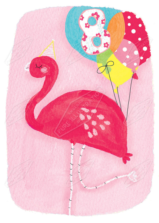 Birthday Flamingo Age Card Greeting Card Design by Cory Reid for Pure art Licensing Agency & Surface Design Studio