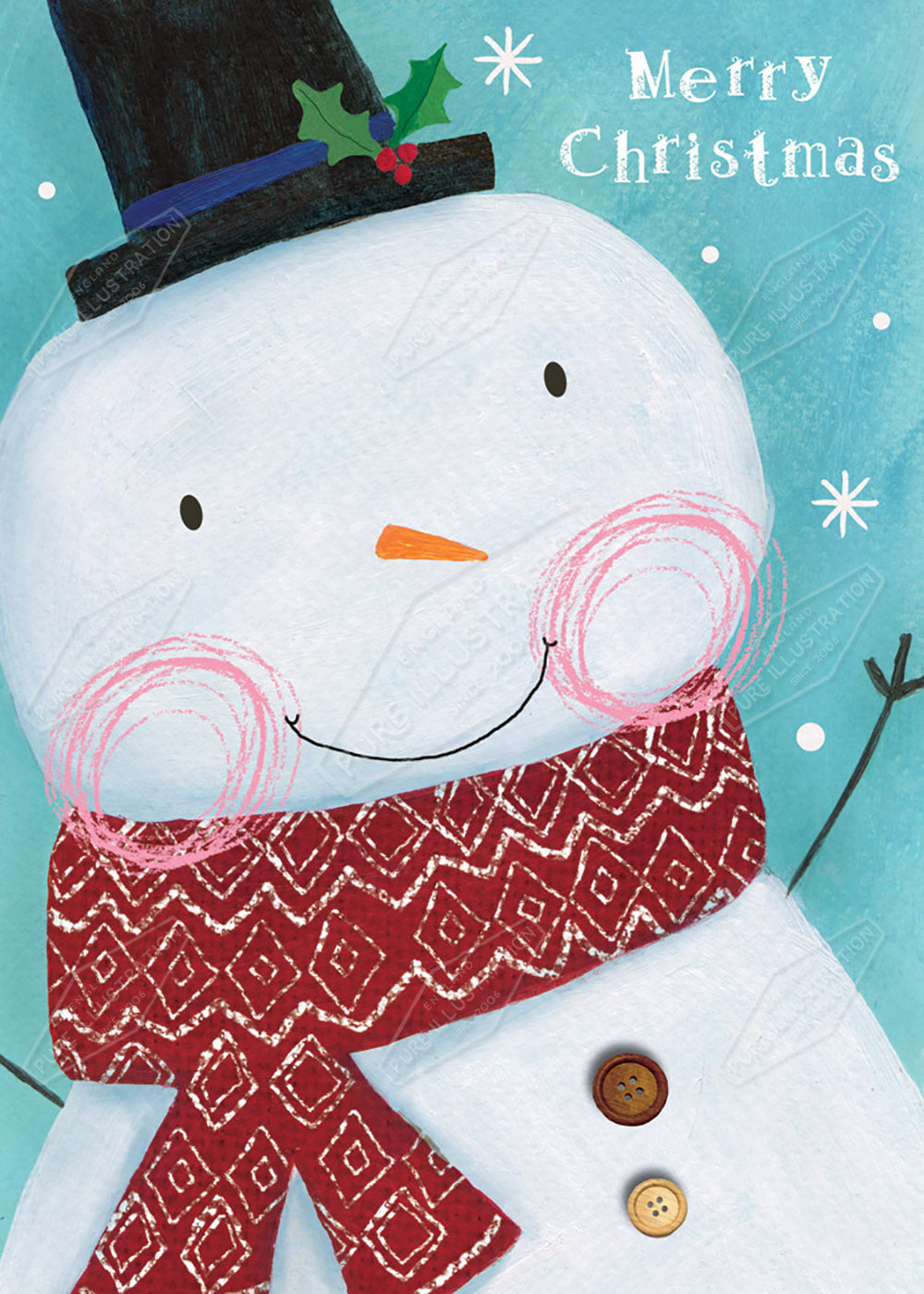 Snowman Seasons Greetings by Cory Reid for Pure Art Licensing Agency & Surface Design Studio