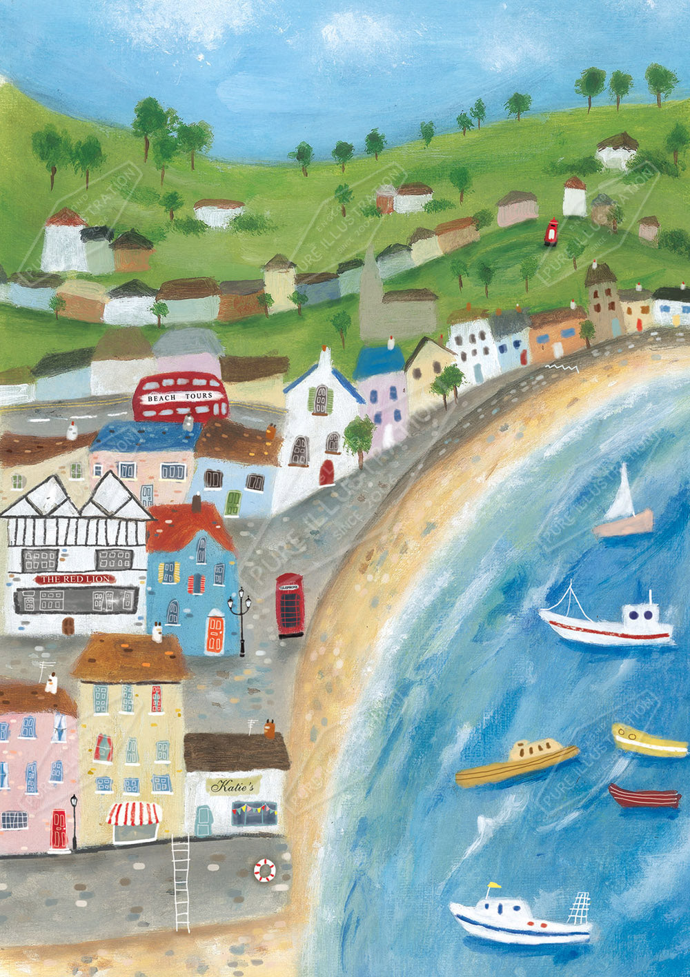 Coastal Town Illustration by Cory Reid for Pure Art Licensing Agency & Surface Design Studio