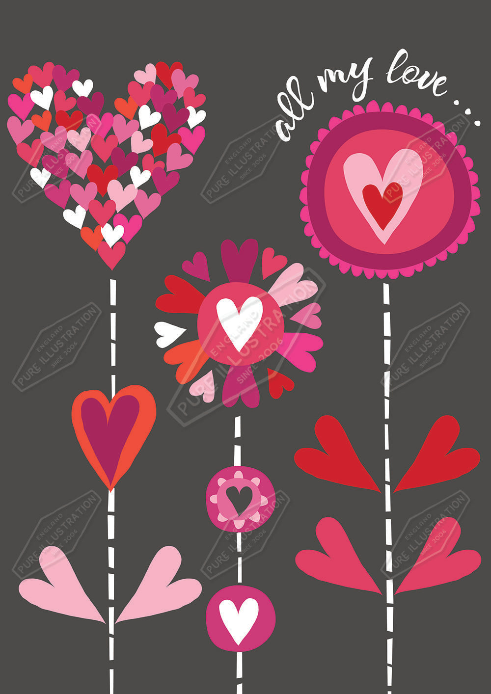 00030148KSP- Kerry Spurling is represented by Pure Art Licensing Agency - Valentine'sGreeting Card Design