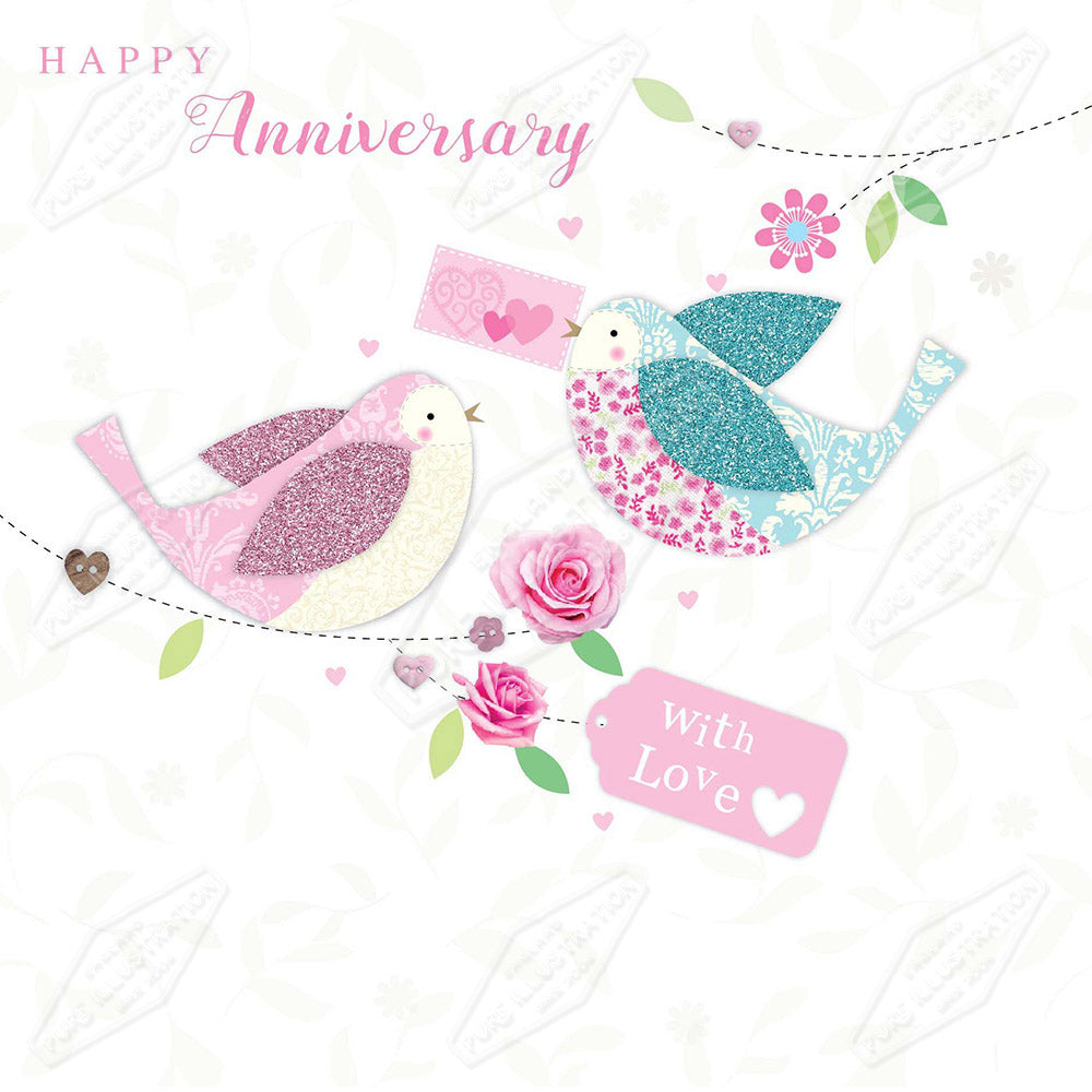 00032073AMC - Amanda McDonough is represented by Pure Art Licensing Agency - Anniversary Greeting Card Design