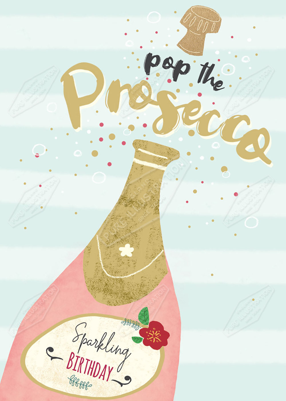 Sparkling Wine Birthday Party Greeting Card Design by Cory Reid for Pure Art Licensing Agency & Surface Design Studio