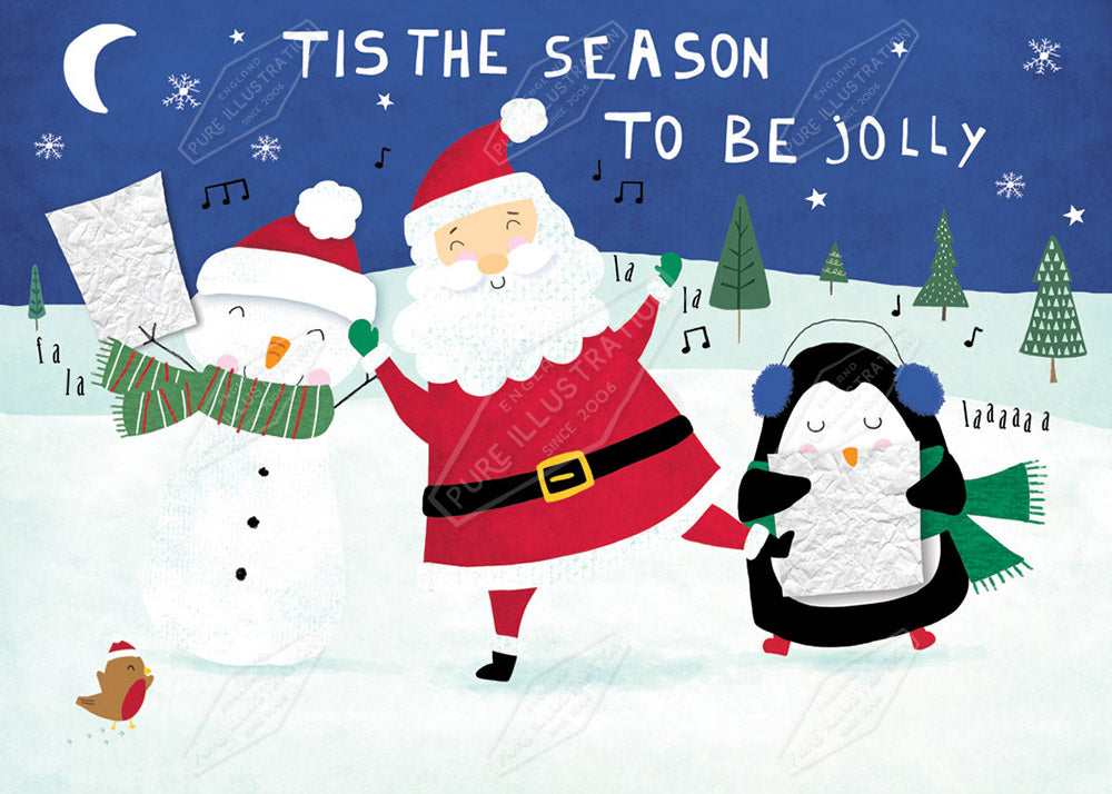 Jolly Santa & Friends Greeting Card Design by Cory Reid for Pure Art Licensing Agency & Surface Design Studio