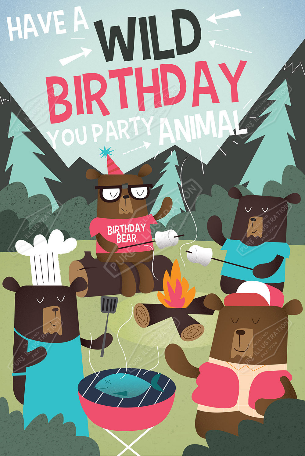 00032863RSW - Luke Swinney is represented by Pure Art Licensing Agency - Birthday Greeting Card Design