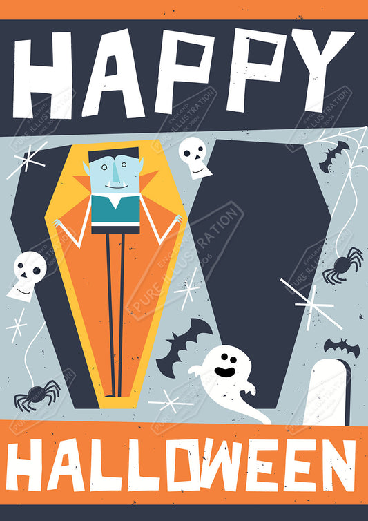 00032865RSW - Luke Swinney is represented by Pure Art Licensing Agency - Halloween Greeting Card Design