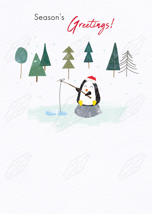 Seasons Greetings Penguin Greeting Card Design by Cory Reid for Pure Art Licensing Agency & Surface Design Studio