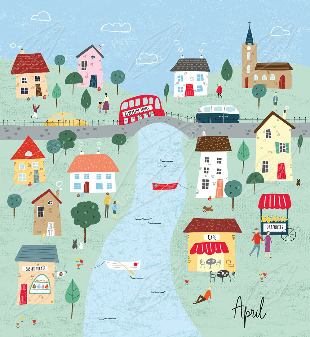 Christmas Town Greeting Card Design by Cory Reid for Pure Art Licensing & Surface Design Agency