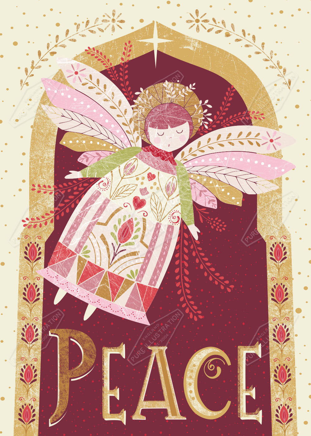 Folk Christmas Angel by Pure Art Licensing Agency & Surface Design studio