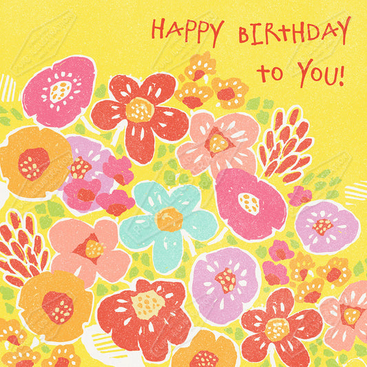 Happy Birthday Bright Flowers Design by Gill Eggleston for Pure Art Licensing Agency & Surface Design Studio